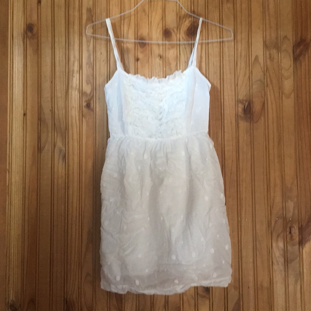 Lacy romantic white ruffled thin strap sundress